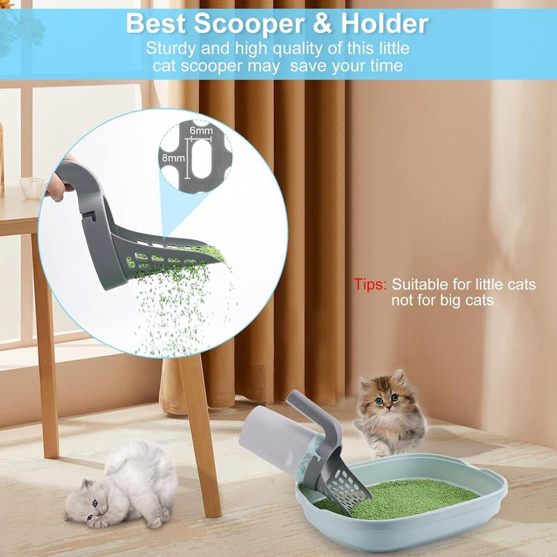 【Deals for You】Cat Litter Scooper with Holder, Cat Litter Shovel with Refill 45 Bags(3 Boxes of 15 Bags), Large Capacity Cat Scooper Portable Shovel