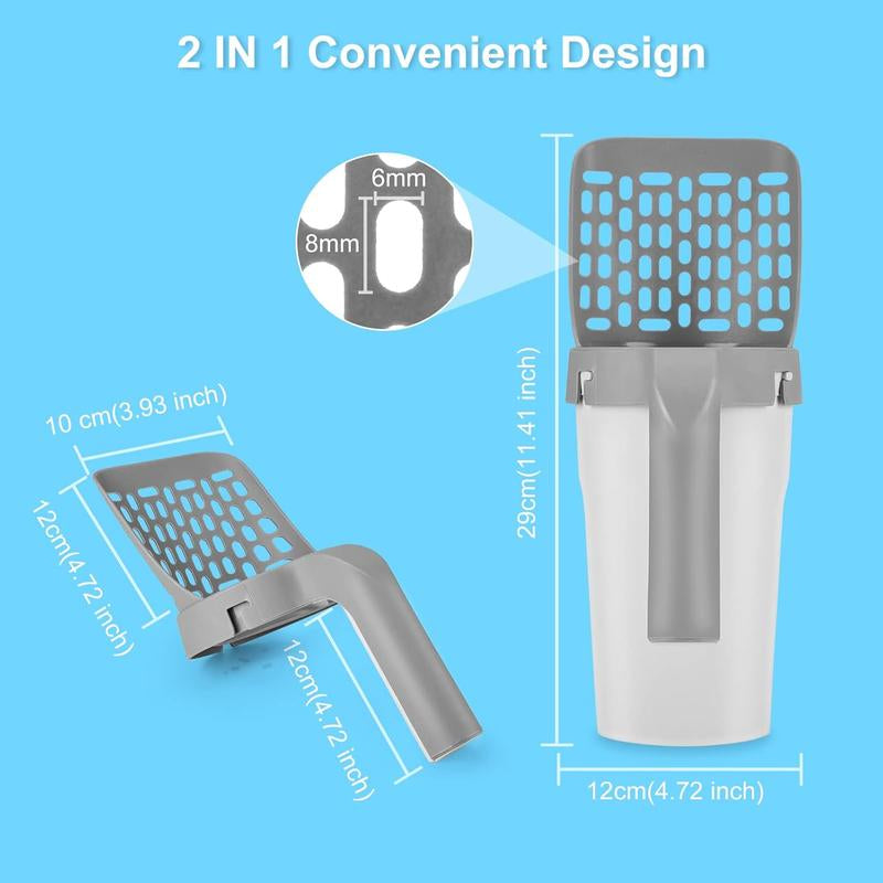 【Deals for You】Cat Litter Scooper with Holder, Cat Litter Shovel with Refill 45 Bags(3 Boxes of 15 Bags), Large Capacity Cat Scooper Portable Shovel
