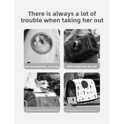 Dog Bag Autumn and Winter Portable Outing Bag Warm Windproof Bear Cute Cute Shoulder Bag Cat Bag Pet Crossbody Bag Dog Backpack